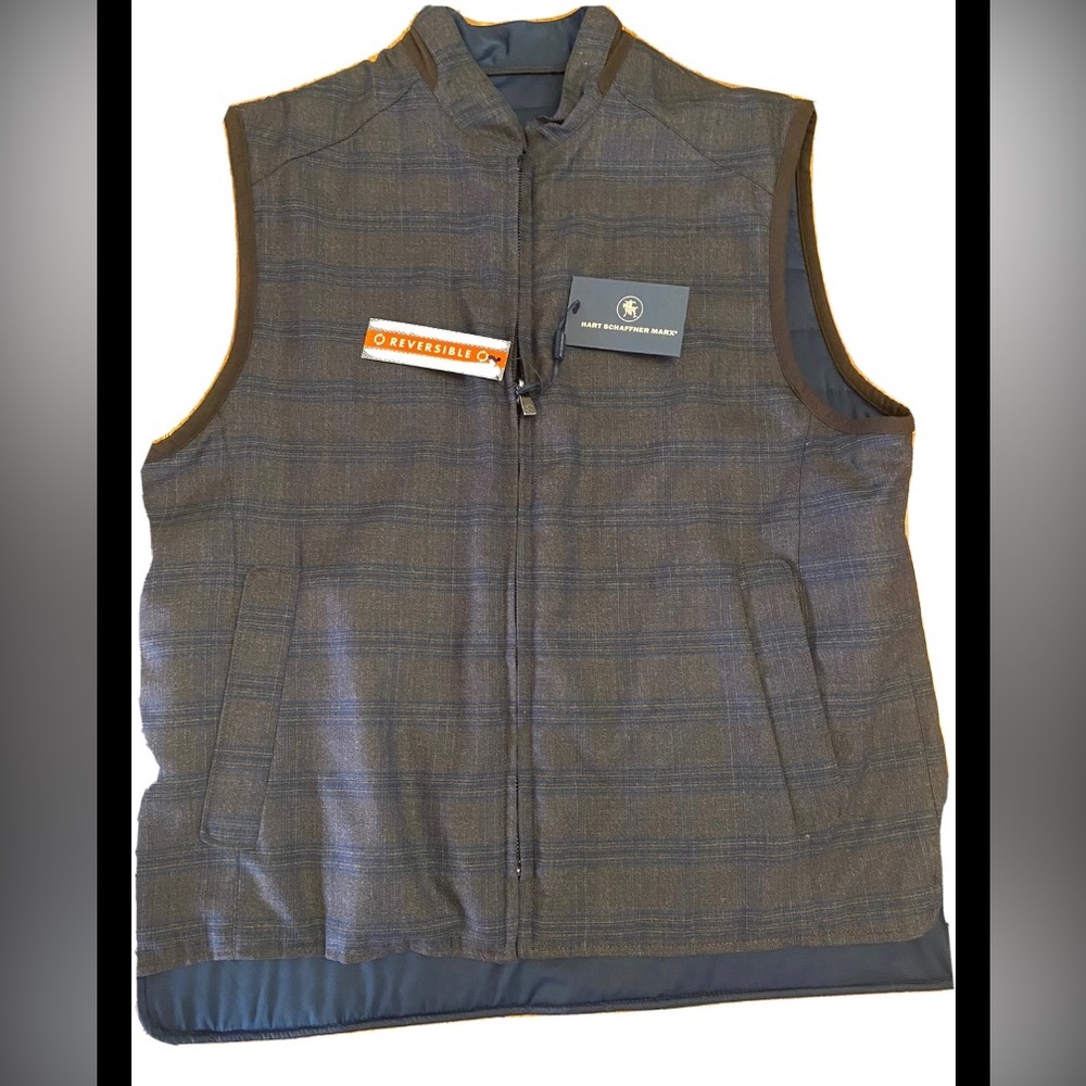 Hart, Schaffner, Marx, reversible vest, blue plaid, medium NWT